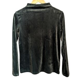 OAK + FORT Forest Green Velvet Long Sleeves Mock Neck Top Size Small